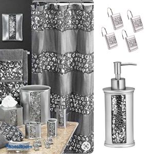Silver Sequins Bath Set Glimmer 14 pieces